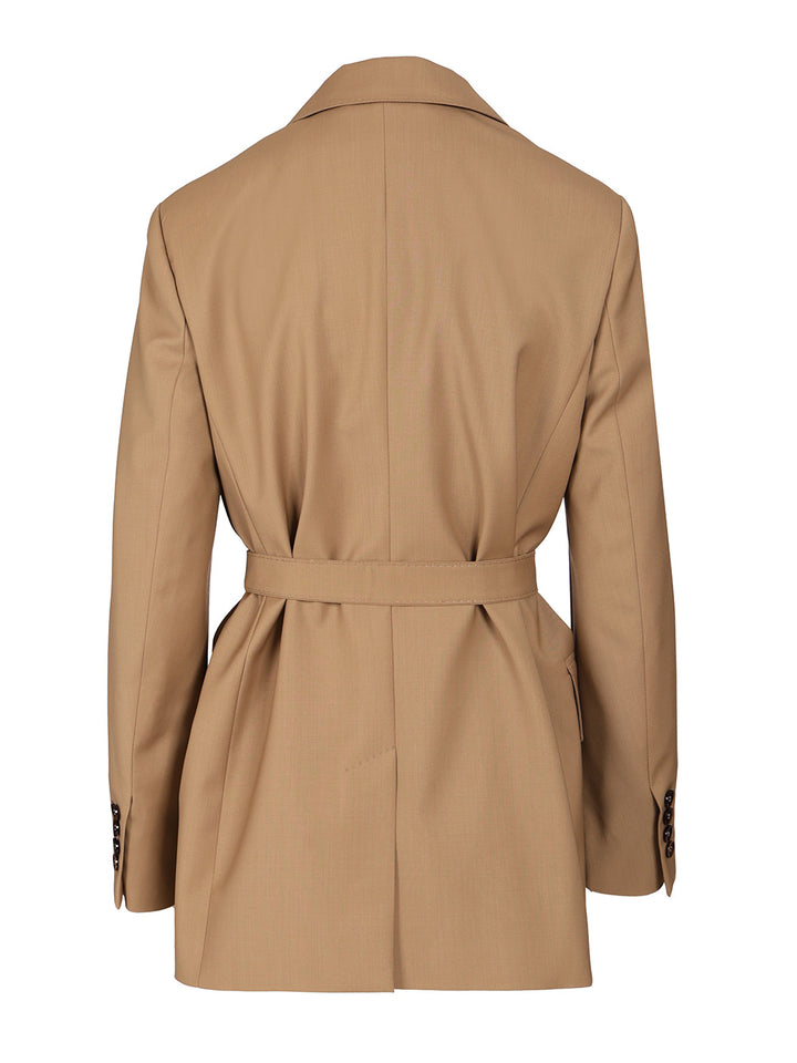 Max Mara Wool Canvas Blazer With Belt Jackets - Brown | f97e51a939c45f0d79c36e6c3f3832a2ddb8a392