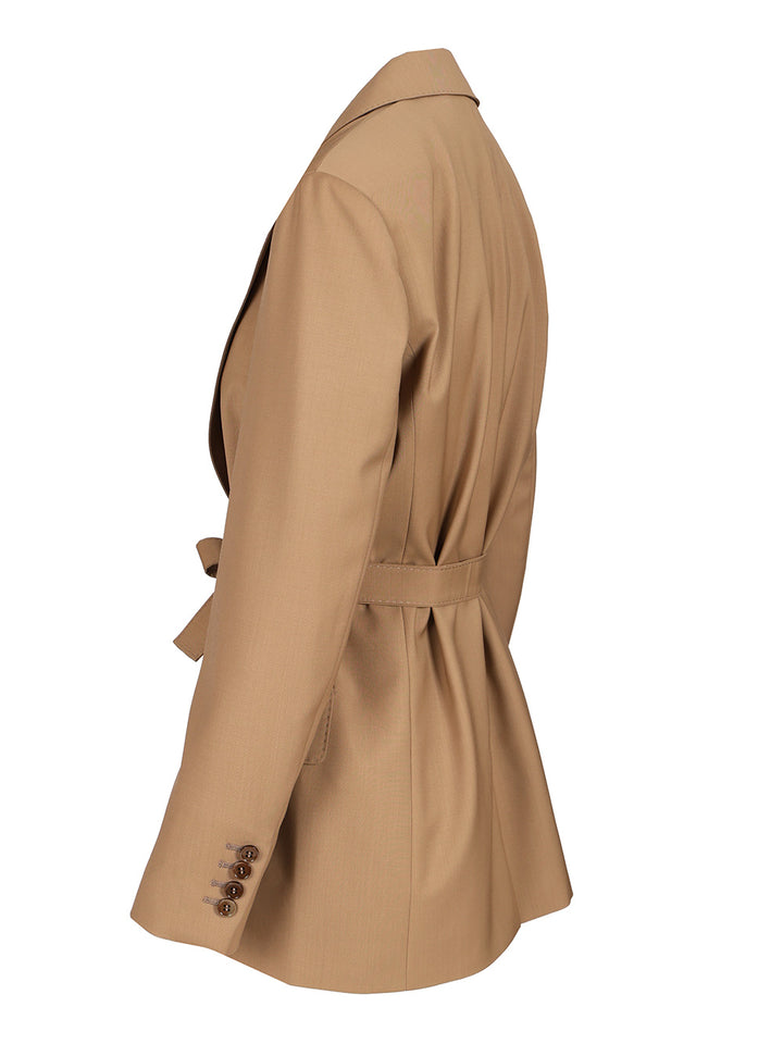 Max Mara Wool Canvas Blazer With Belt Jackets - Brown | 5a40cd98651080dfeaab67fe5fd2eac5998b3b2b