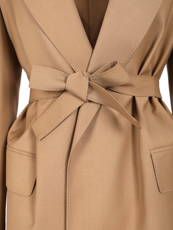 Max Mara Wool Canvas Blazer With Belt Jackets - Brown | 4a7faf8dbec35f0809e1ade2ae38d205d299f33d