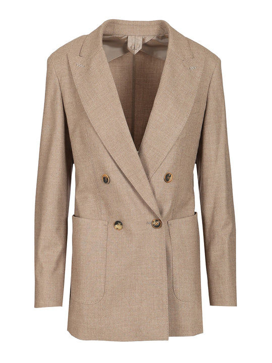 Double-Breasted Cashmere Blazer Jackets Brown