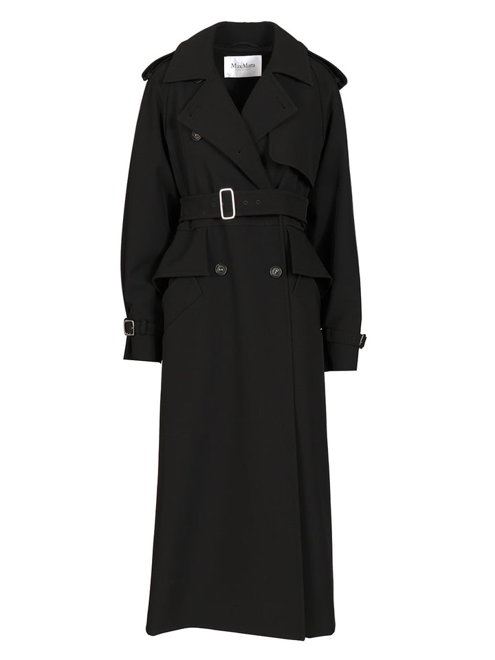 Max Mara Long Trench Coat Coats - Black | 1bd2e5982d69ff320a0b0b1d4d2d795a148933eb