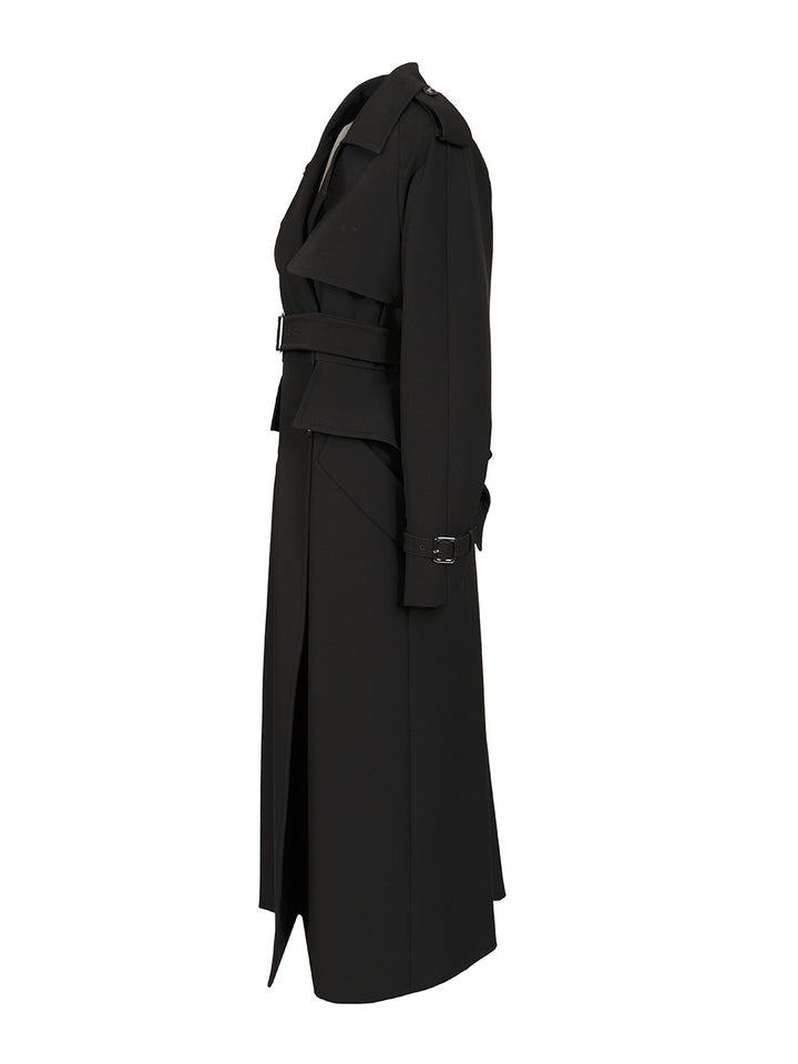 Max Mara Long Trench Coat Coats - Black | 39ed03aacc7faeeb09e6e0dbd27ea05ae72a22ef
