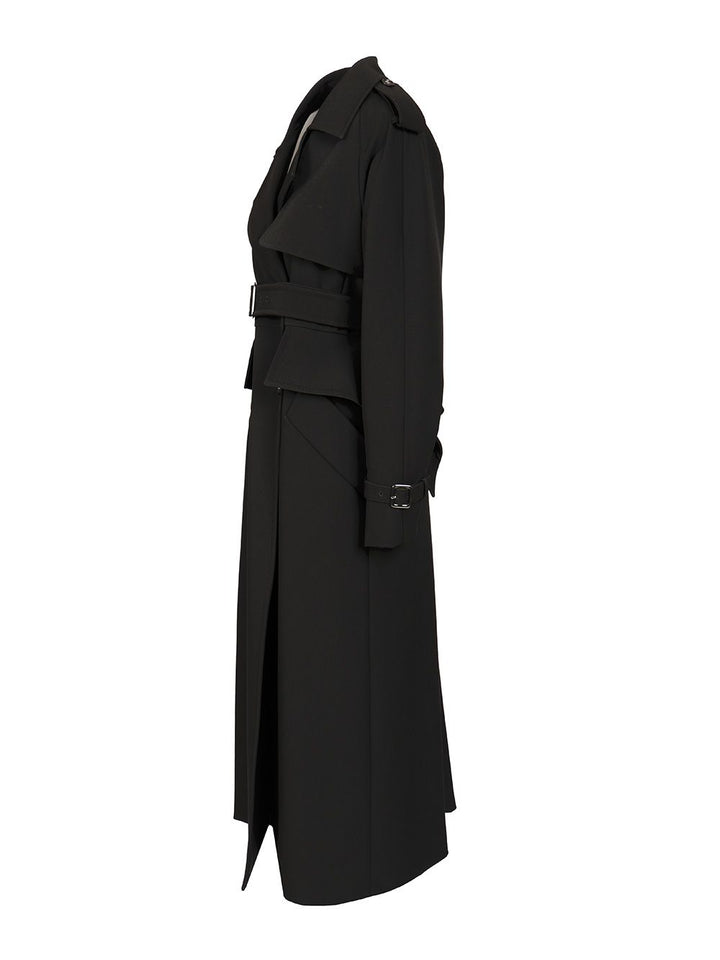 Max Mara Long Trench Coat Coats - Black | 450a95c49e9cc3d957e72b1a317c5ad7ec8f1417