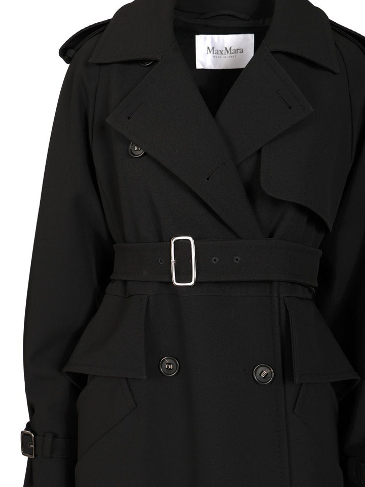 Max Mara Long Trench Coat Coats - Black | 5714ae4f09600bc468457b7cf25545ea0a34652b