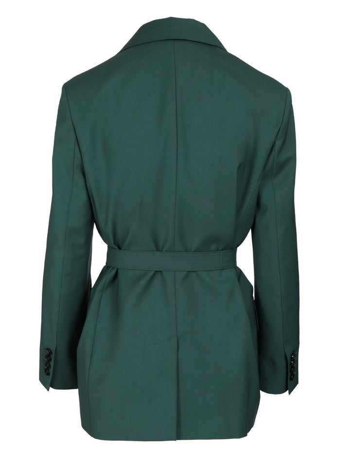 Max Mara Wool Canvas Blazer With Belt Jackets - Green | 3aee874139254971cbd539dd6a8fede01baec43a