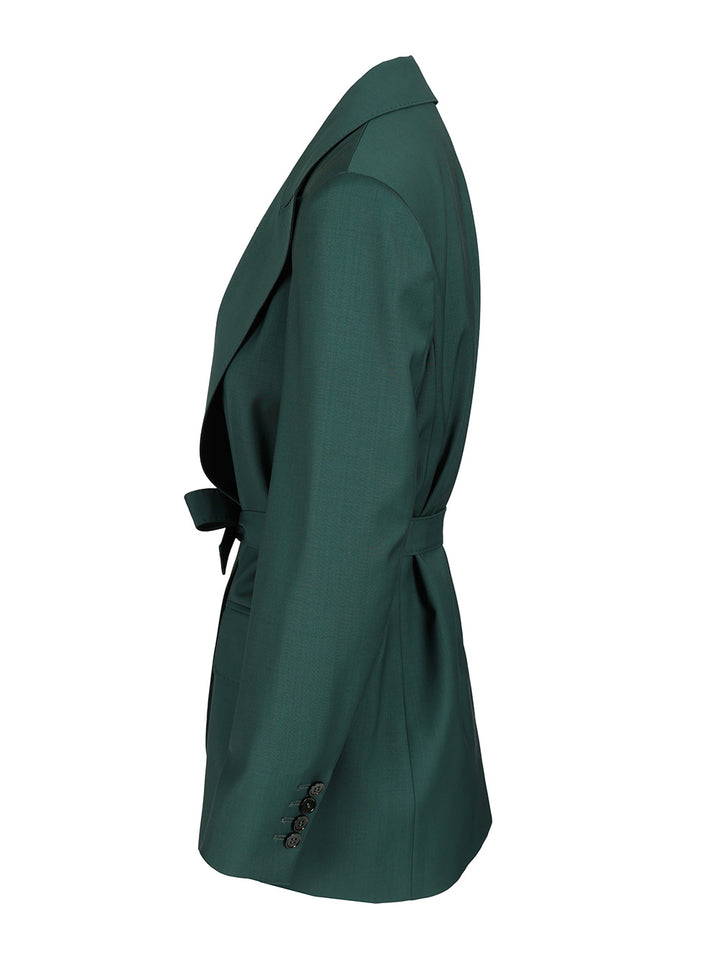 Max Mara Wool Canvas Blazer With Belt Jackets - Green | 2fa699a8a273c26f1ed3ef7feb7be16650b21e26