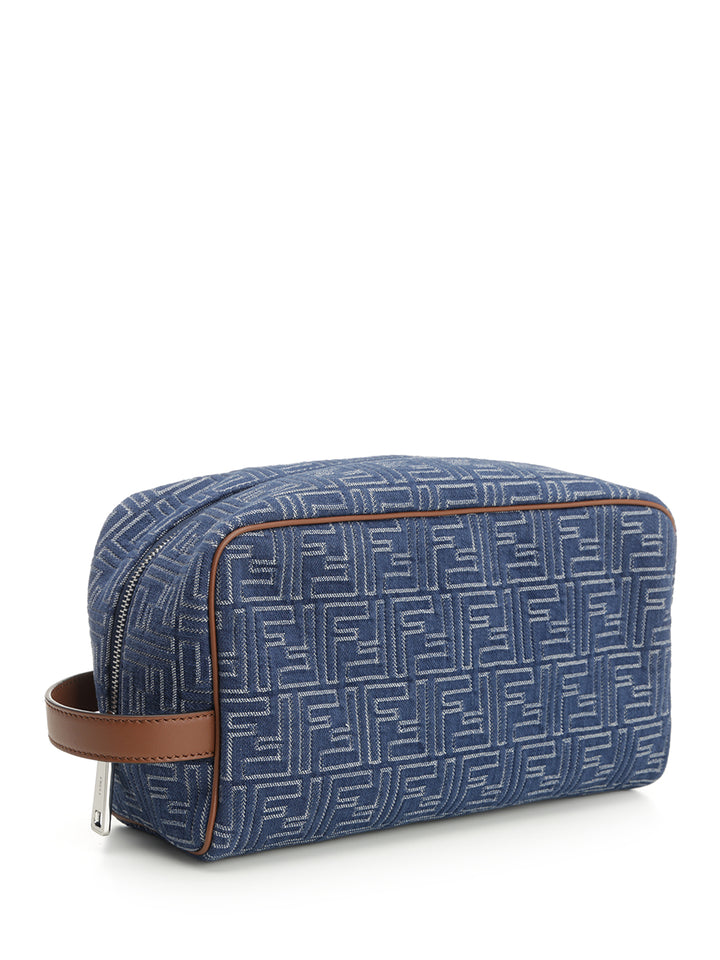 Fendi Ff Jacquard Beauty Case Small leather goods - Blue | 7dbda781e056052e93e6e2bbeabac4c100a212c0