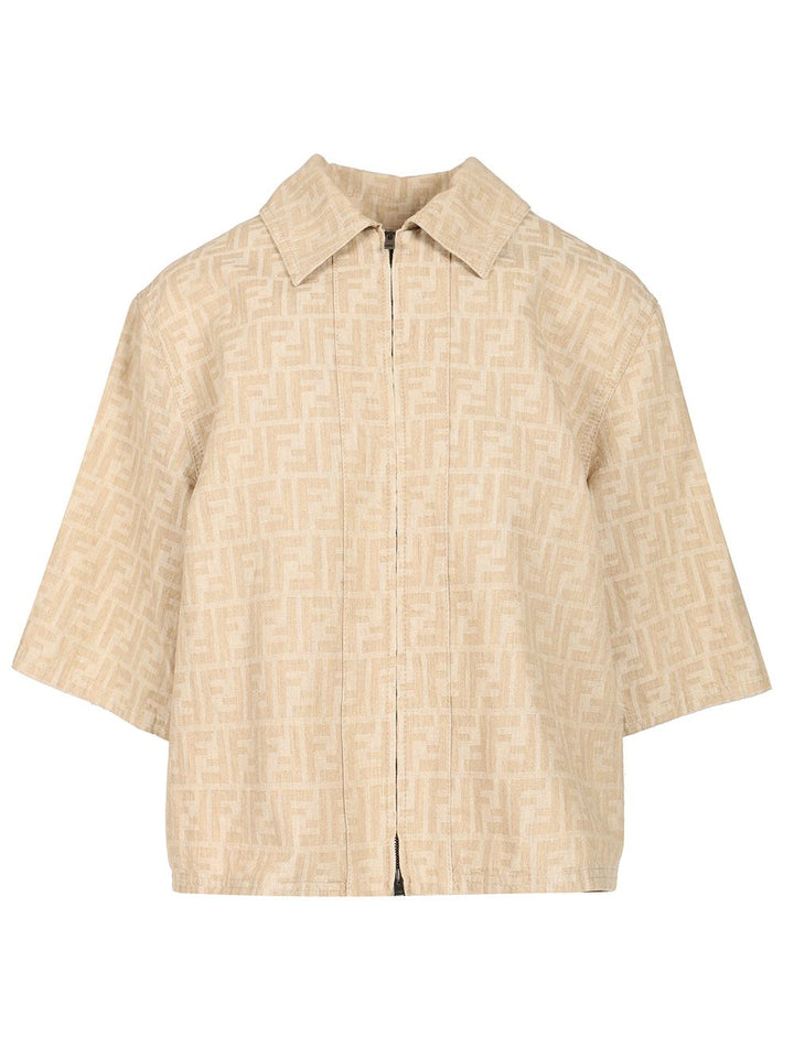 Fendi Ff Chambray Jacket Jackets - Beige | f9a79e4f0afceae8b6145437fc5a886f10113652