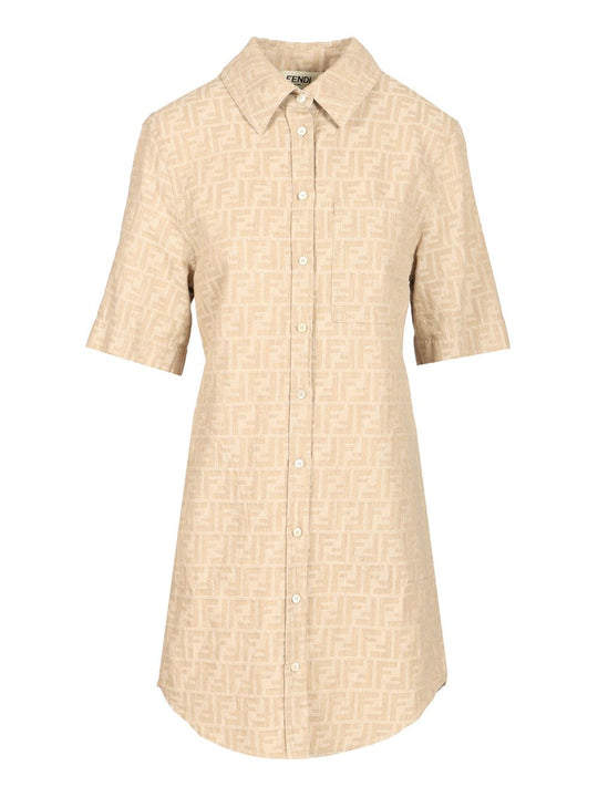 Ff Chambray Dress Dresses Beige