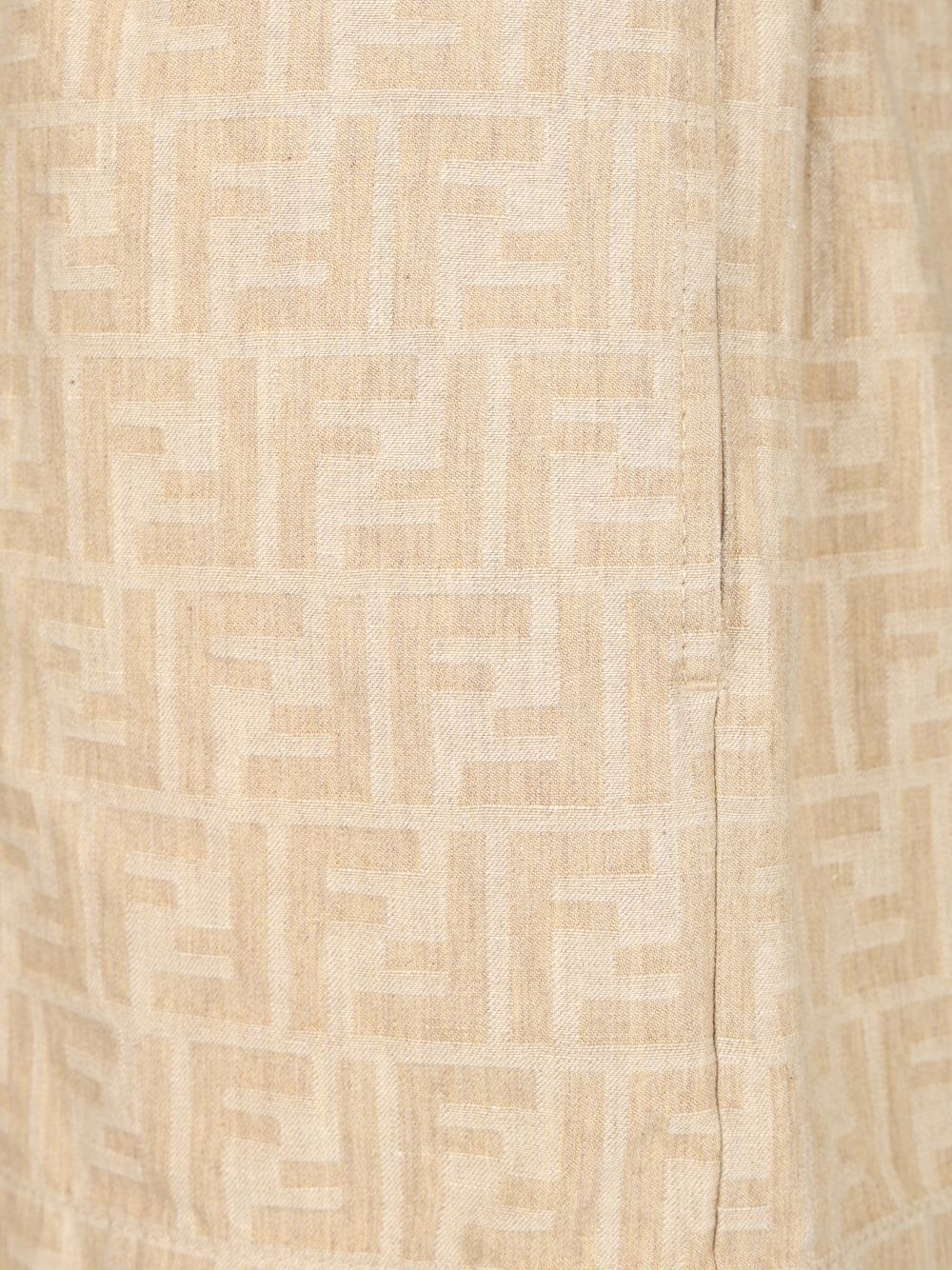 Fendi Ff Chambray Shorts Trousers - Beige | e4a78c32cfcb6758c8535dec9ab116b3d188de60