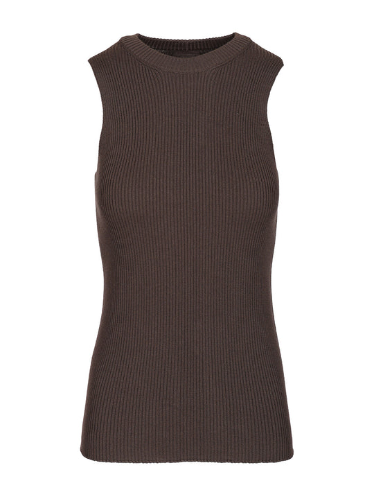 Ribbed Knit Tank Top Knitwear Brown