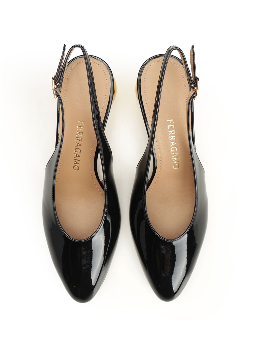 Ferragamo Patent Leather Slingback Pumps - Black | f235a29210c6076a83b050177dac69bdc03f3fed