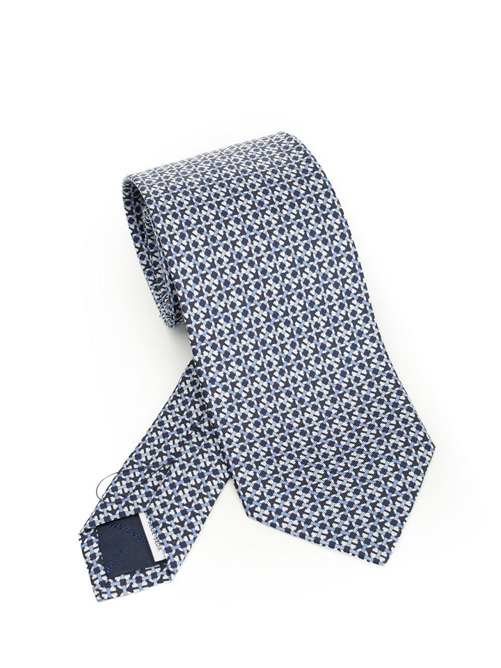 Ferragamo Gancini Print Silk Tie Ties And Bow Ties - Blue | 7efc1a12717b6f429c014a2544b7b120551d93b2