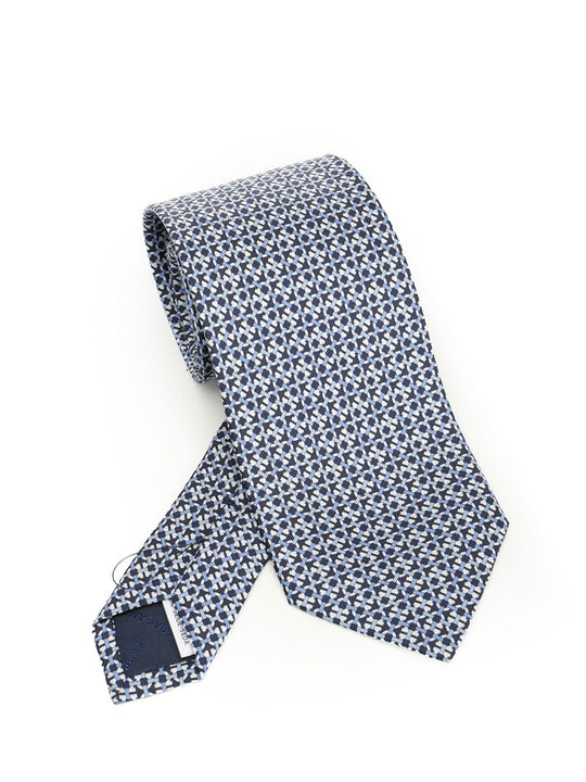 Gancini Print Silk Tie Ties And Bow Ties Blue