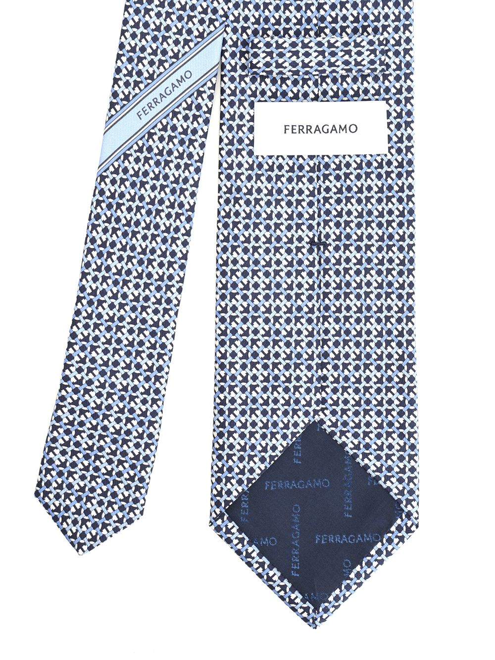 Ferragamo Gancini Print Silk Tie Ties And Bow Ties - Blue | 10c484df236546c0d2a7a58866f4bca0adbcf805