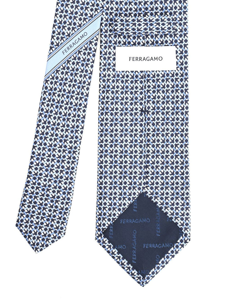 Ferragamo Gancini Print Silk Tie Ties And Bow Ties - Blue | 10c484df236546c0d2a7a58866f4bca0adbcf805