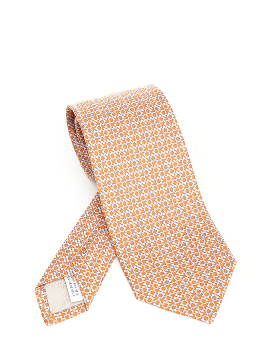Gancini Print Silk Tie Ties And Bow Ties Orange