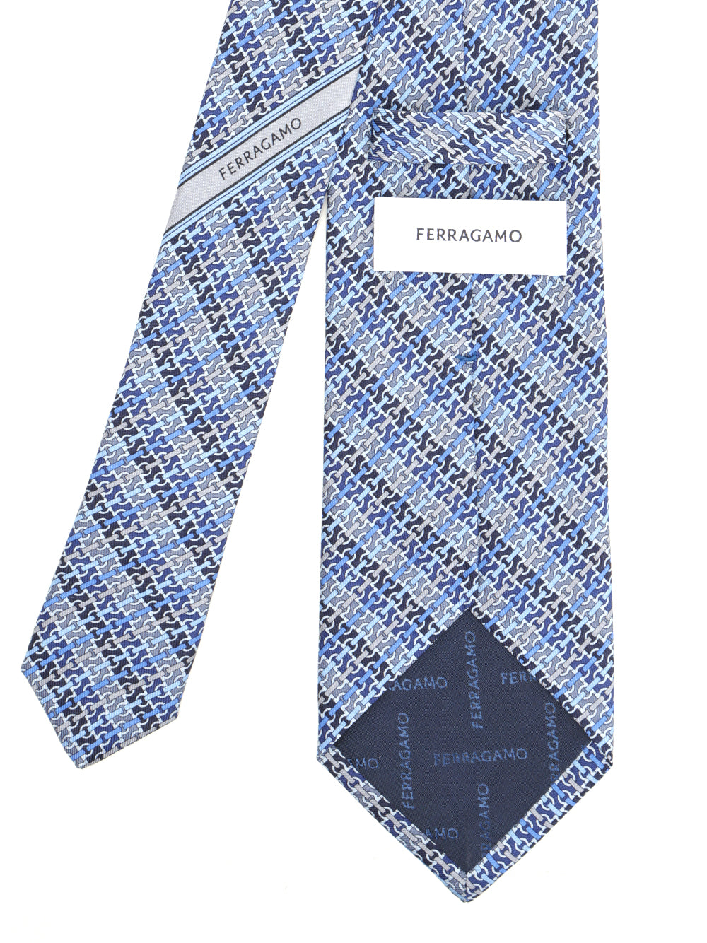 Ferragamo Gancini Chain Print Silk Tie Ties And Bow Ties - Blue | a9e2863f856b69784cd913c24208c650fffaccb4