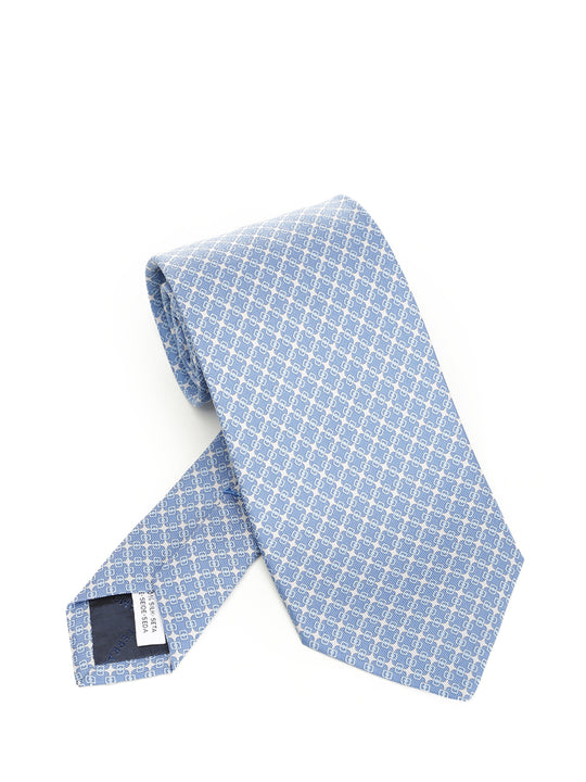 Vara Plaque Print Silk Tie Ties And Bow Ties Light Blue