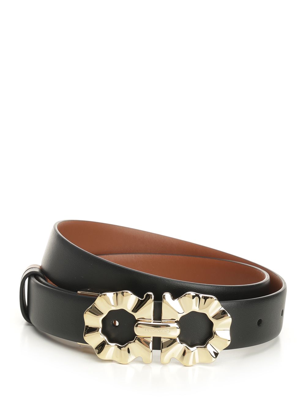 Ferragamo Belt With Shaped Gancini Belts - Black | 68e0b2db5956adad0b0b4db7d676e57b4573a054