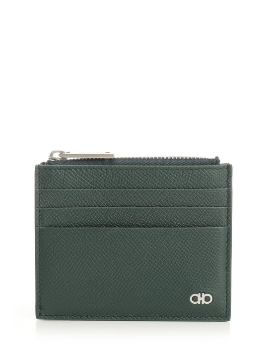 Card Holder With Zip Wallets Green