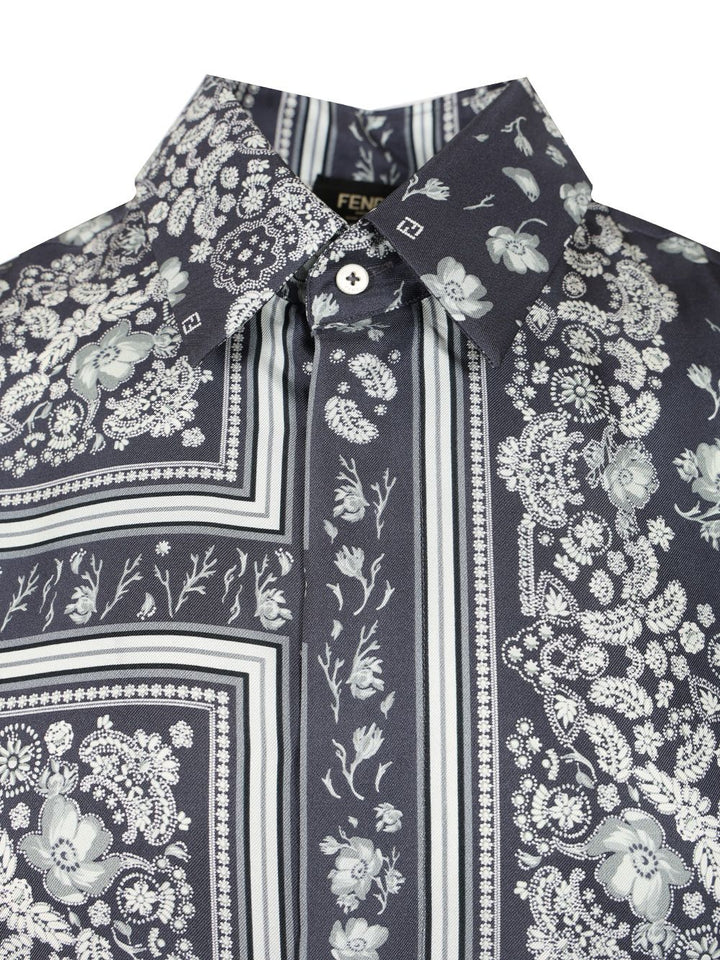 Fendi Ff Linen Shirt Shirts - Blue | 97db5a5c09845d531059a8d9b3d8a6cd86a828eb