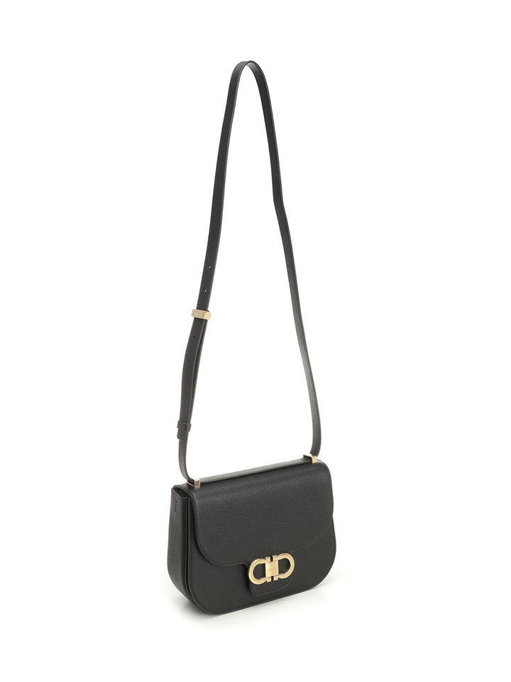 Ferragamo Double Gancini Shoulder Bags - Black | 519de4f50f00ed70068432c9a556ce5b21ceccbc