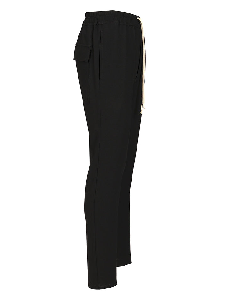 Rick Owens Wool  With Drawstring Trousers - Black | 915b6b2fc8c556a77058fd7da0d45d4616db40a6