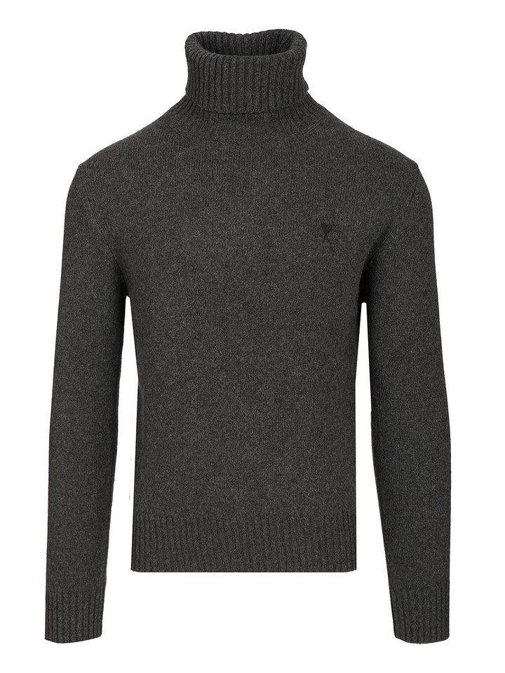 Ami Cashmere Turtleneck Sweater Knitwear - Grey | e9770d3baf15ca37a98b3c863e5d6b2f6156c3fd