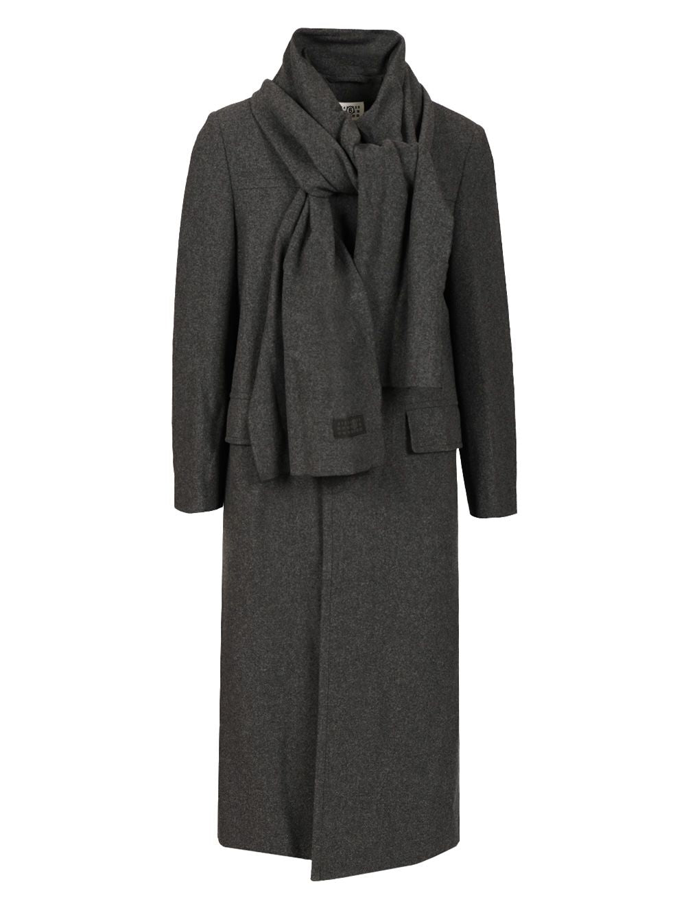 Mm6 Maison Margiela Coat With Scarf Coats - Grey | ccb85b9d3854b6255d5cf7eefb36e35265ea61fc