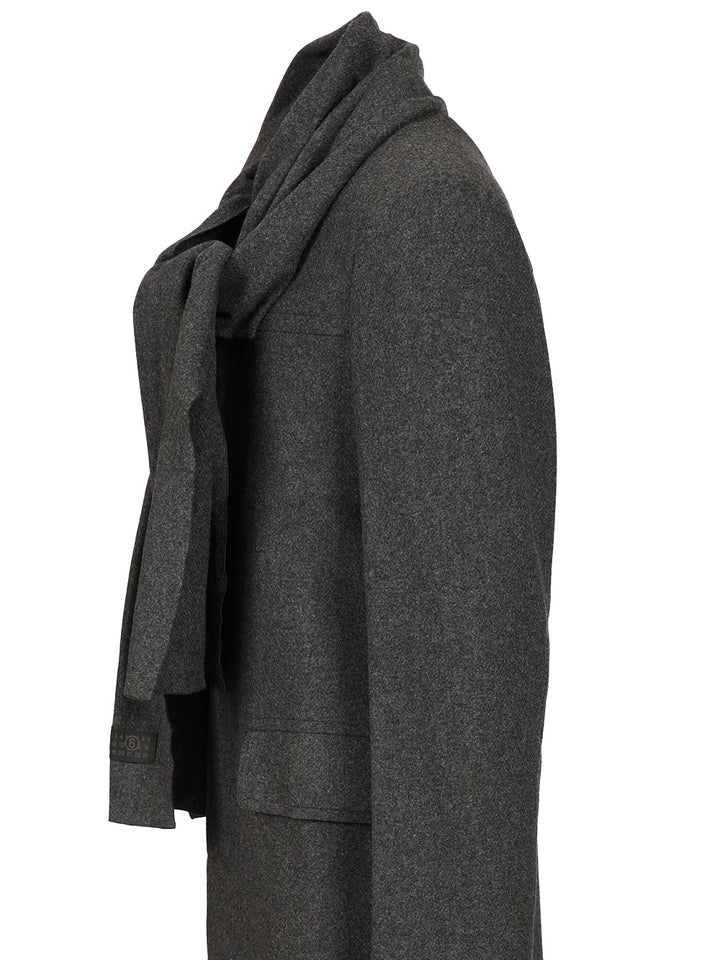 Mm6 Maison Margiela Coat With Scarf Coats - Grey | 3b3ae42b50e9288c8b38edfe92d8ebb66a15f313