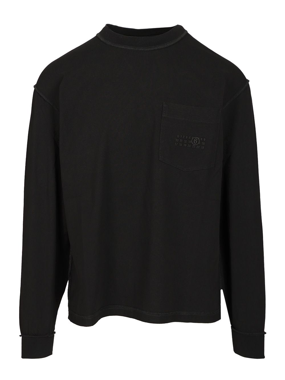 Mm6 Maison Margiela Long-Sleeved Cotton T-Shirt Sweatshirts - Black | 070b57463d3b46f93ec90c4841f57a83d81a77ce