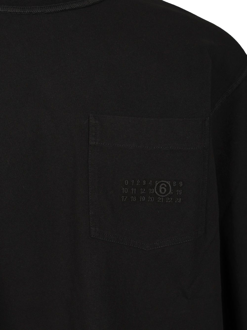 Mm6 Maison Margiela Long-Sleeved Cotton T-Shirt Sweatshirts - Black | 4589ee2e92a529ba16a3ece5fe7b3813c603b135