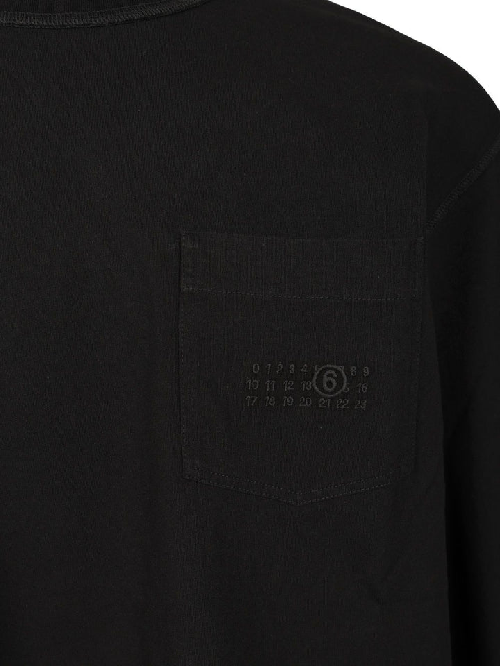 Mm6 Maison Margiela Long-Sleeved Cotton T-Shirt Sweatshirts - Black | 4589ee2e92a529ba16a3ece5fe7b3813c603b135
