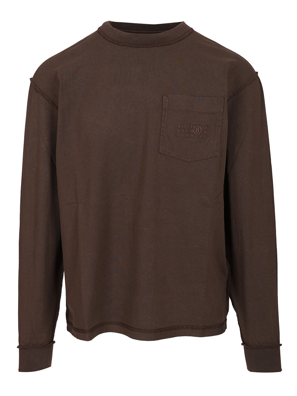 Mm6 Maison Margiela Long-Sleeved Cotton T-Shirt Sweatshirts - Brown | f7a51b1c16702011f133d1a5574562944fa5e403