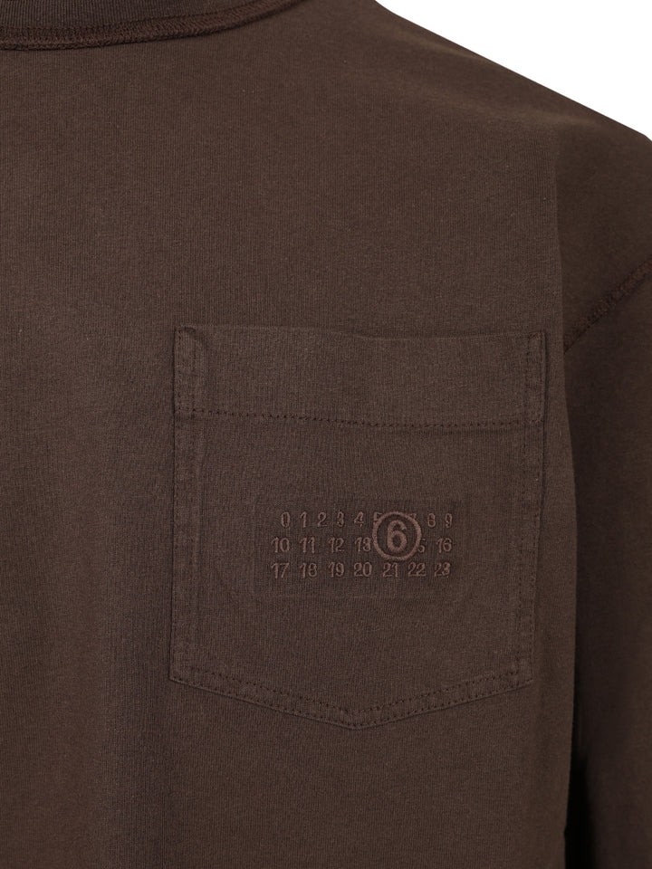 Mm6 Maison Margiela Long-Sleeved Cotton T-Shirt Sweatshirts - Brown | aef62e07716e05fad4a2bee937f2dbf02aec3820