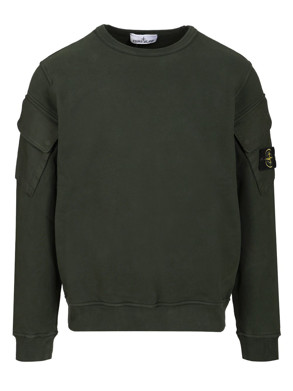 Stone Island Crewneck Sweatshirt In Brushed Organic Cotton Sweatshirts - Green | 3c52e7c35691b80c2aca7d080e1410ae34f5f9ec