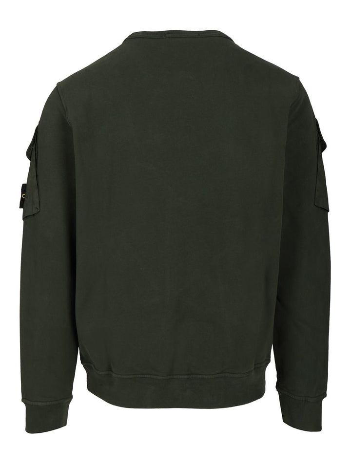 Stone Island Crewneck Sweatshirt In Brushed Organic Cotton Sweatshirts - Green | 7d35434c728b80b1cb8f3aead1906d6ad0f58d8f