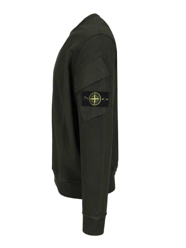 Stone Island Crewneck Sweatshirt In Brushed Organic Cotton Sweatshirts - Green | 4a3bd146d2c25c83ebfaa9649d37d32a39084335
