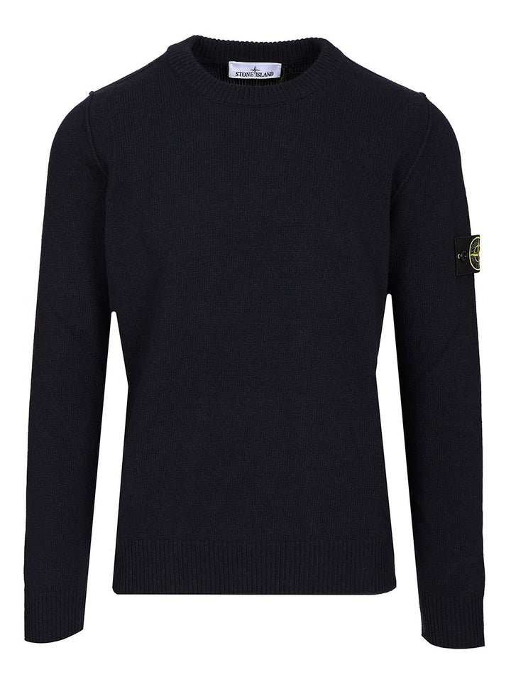 Stone Island Lambswool Crewneck Sweater Knitwear - Blue | 036ddb52a0bf11d5a1774ac44a03cf9121e57a4a