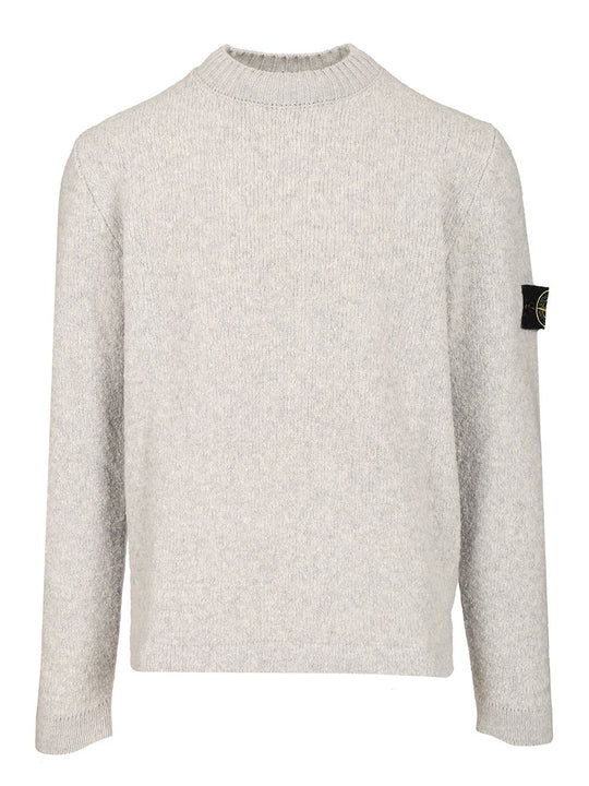 Organic Cotton Crew Neck Sweater With English Ribs Knitwear Grey