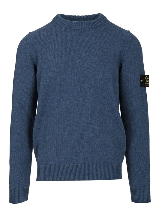 Lambswool Crewneck Sweater Knitwear Blue