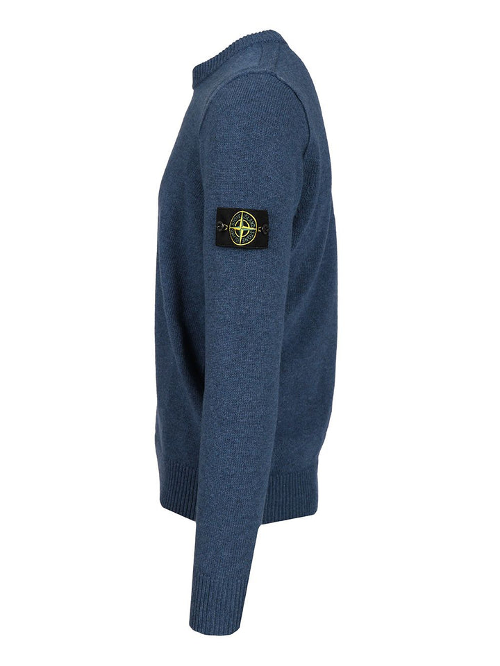 Stone Island Lambswool Crewneck Sweater Knitwear - Blue | 436194a432c860926c19c136fe14c2fb7c14fd4e