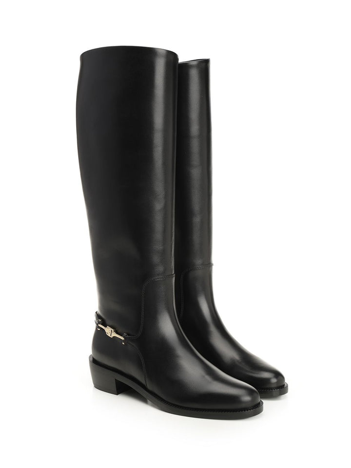 Ferragamo Boot With F Buckle Boots - Black | 4cdfe0958c03f48f58e1fc7632740bfb6cab4d51
