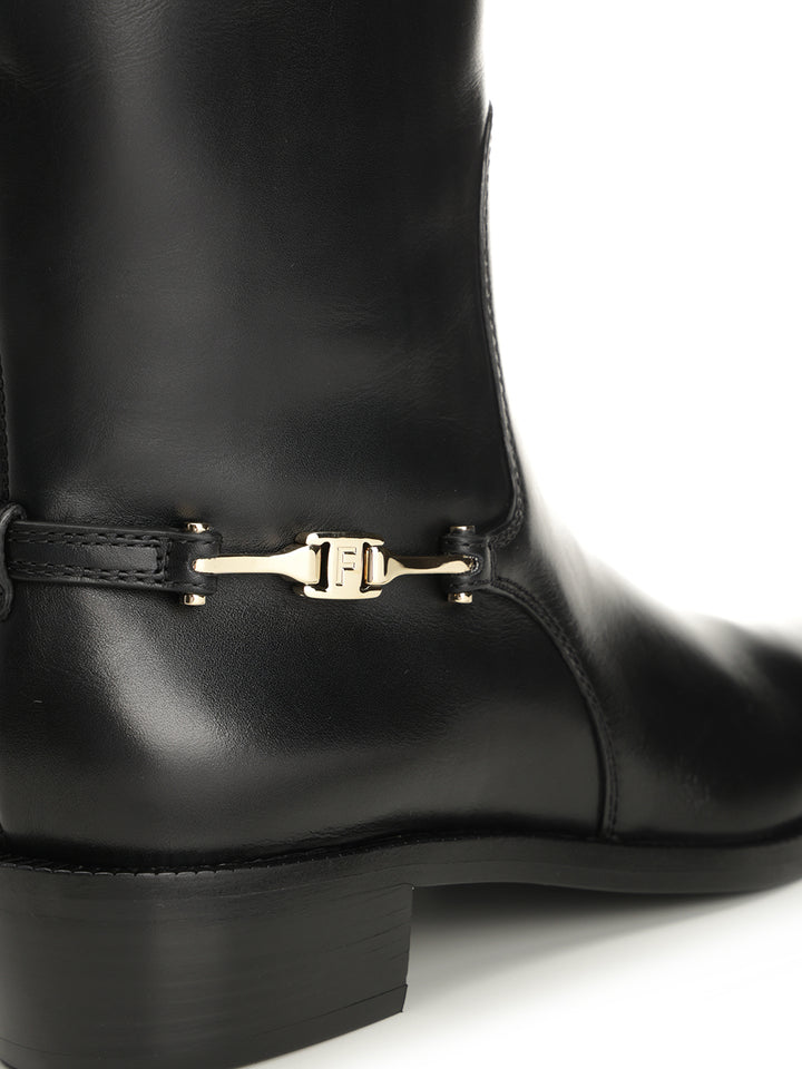 Ferragamo Boot With F Buckle Boots - Black | aa6a9895f965c9554af00791606368d746b2b83b