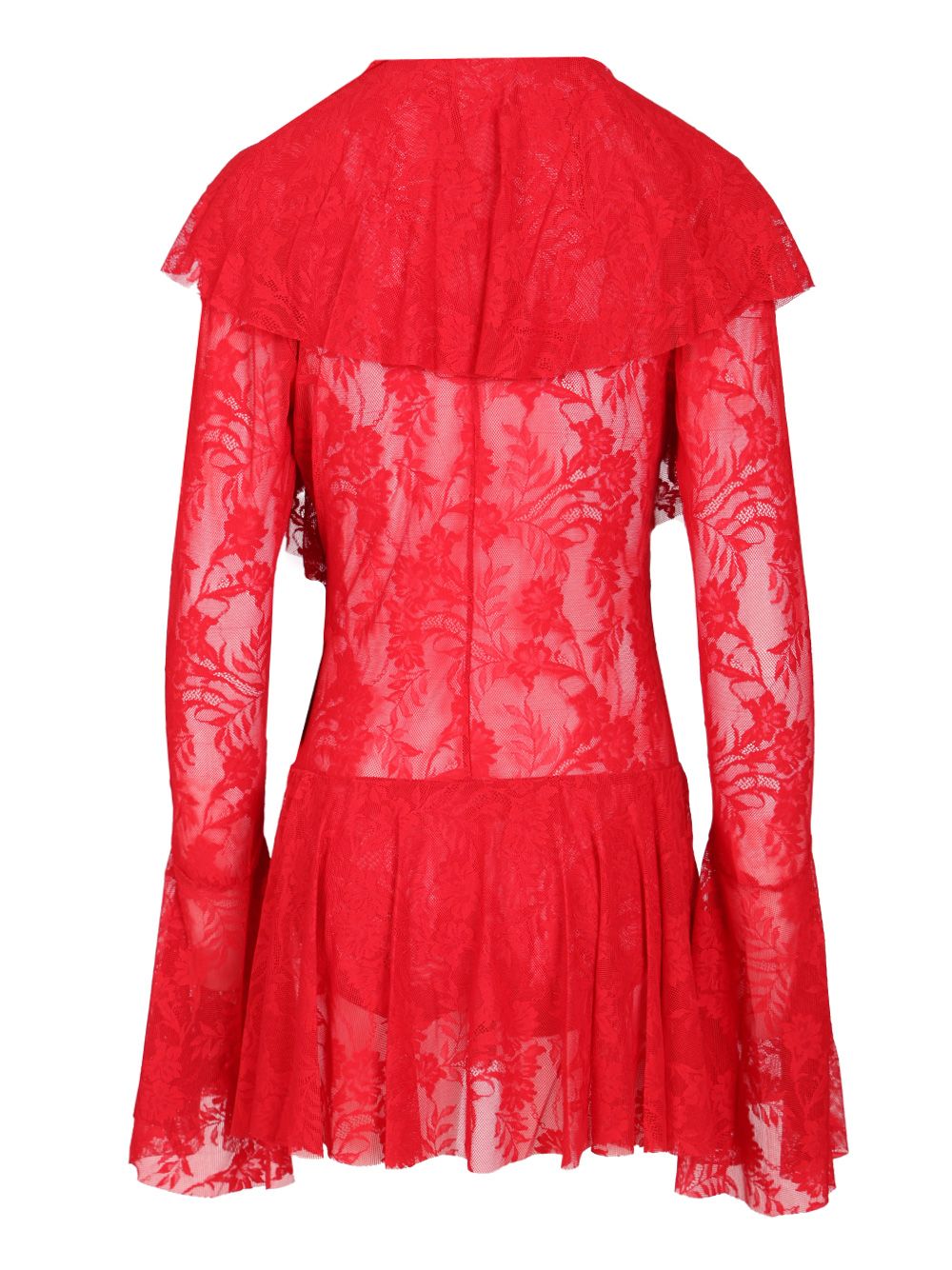 Norma Kamali Ruffle Mini Dress Dresses - Red | 20a715937103e2be825aaecef50463ff59fb6652