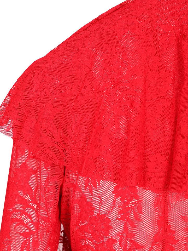 Norma Kamali Ruffle Mini Dress Dresses - Red | 53a0f0d0e9931211d1ab0ca4539add8e904623b4