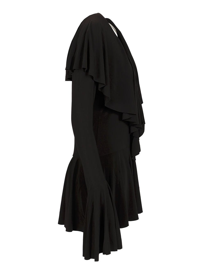 Norma Kamali Ruffle Mini Dress Dresses - Black | 06e938f21d811af2f3fdec31539b5e2ad26a4042