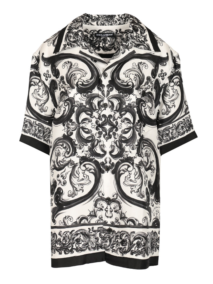 Dolce & Gabbana Hawaiian Shirt In Silk Twill With Maiolica Print Shirts - Black | 15c7a62ac9ec13033ae7b802123de3f1c4a1a8fb