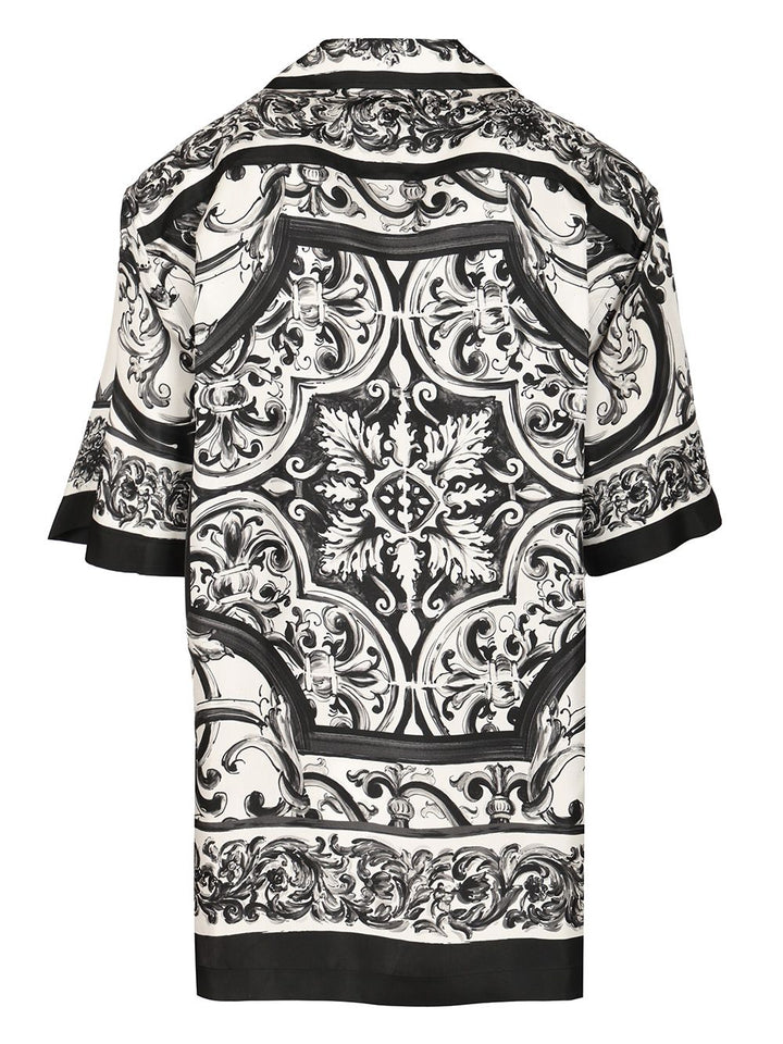 Dolce & Gabbana Hawaiian Shirt In Silk Twill With Maiolica Print Shirts - Black | a858a3b0f89c681362ba7b31b4daa359855d024d